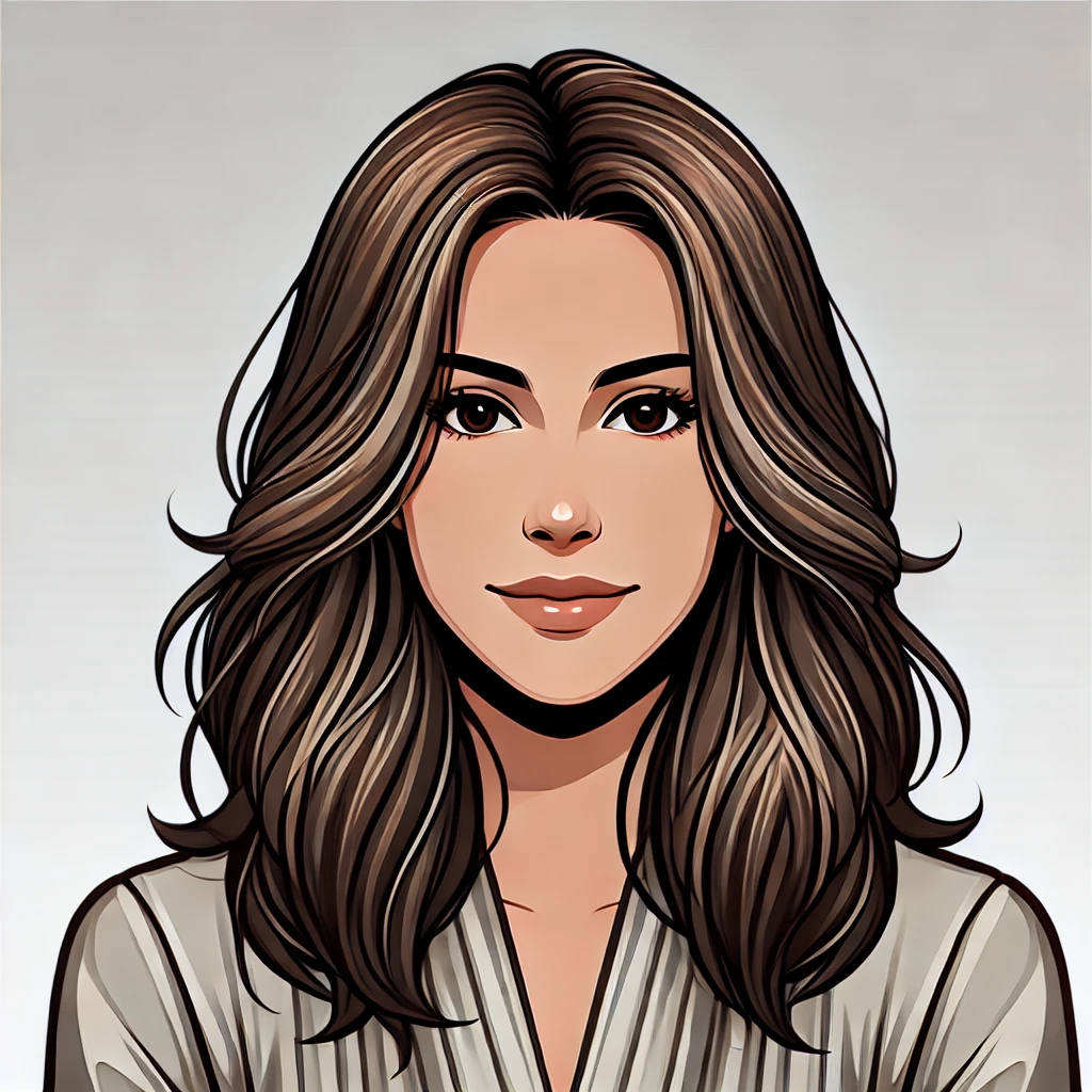 Elegant digital avatar of a woman with wavy hair, featured on Duo Desire.